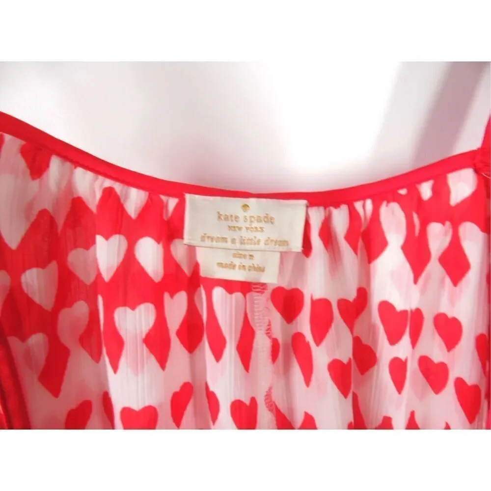 Kate Spade Dream A Little Dream Hearts Crinkle Chiffon Chemise Nightie Women M